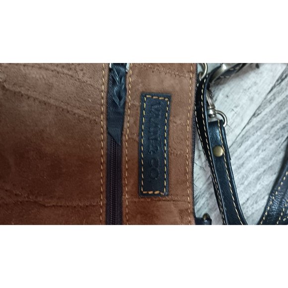 Vaan & Co Brown Black Leather Lightweight Boho Small Crossbody Handbag - Picture 4 of 7